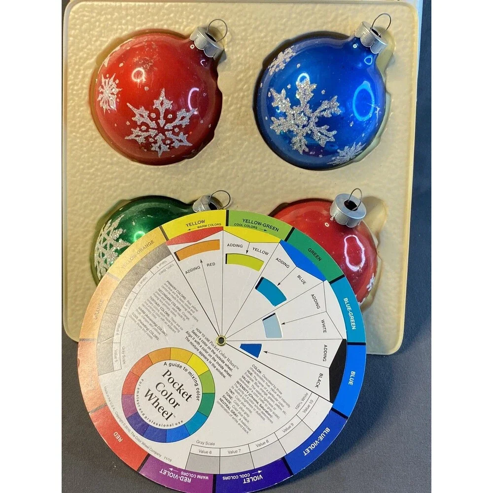 Vintage Snowflake Glass Ball Christmas Ornament Set Glitter Stencil Holiday Tree